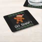 ジンジャーブレッドマンオスナップクリスマス スクエアペーパーコースター (アングル)