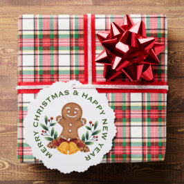 ジンジャーブレッドマンオン白，パーソナライズされたクリスマス オーナメントカード