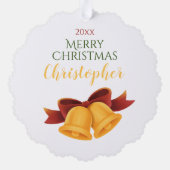 ジンジャーブレッドマンオン白，パーソナライズされたクリスマス オーナメントカード (裏面)