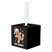 ジンジャーブレッドマンオースナップクリスマスクおもしろいッキー キューブオーナメント (正面アングル)