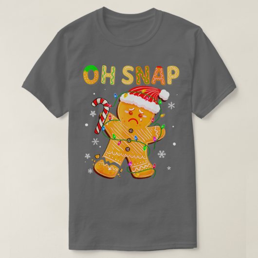 ジンジャーブレッドマンオースナップクリスマスクッキーコスチュームB Tシャツ (デザイン正面)