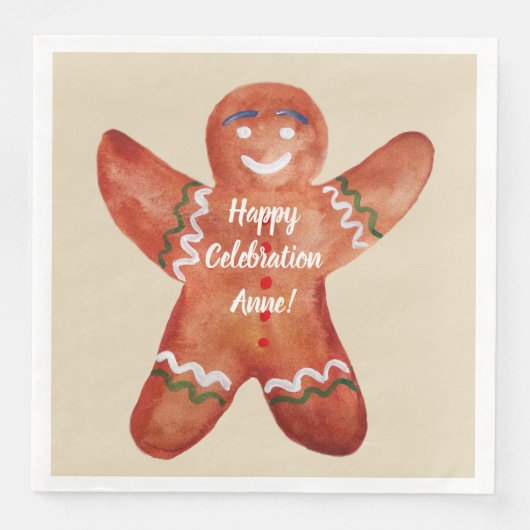 ジンジャーブレッドマンカスタム文字ナプキン (正面)