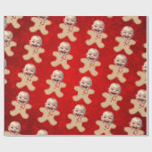 ジンジャーブレッドマンカスタム顔写真クリスマス ラッピングペーパー (フラット)