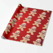 ジンジャーブレッドマンカスタム顔写真クリスマス ラッピングペーパー (アンロールド)