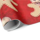 ジンジャーブレッドマンカスタム顔写真クリスマス ラッピングペーパー (ロールコーナー)