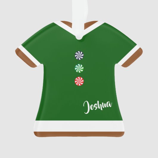 ジンジャーブレッドマンガムドロップボタンクリスマス オーナメント (正面)