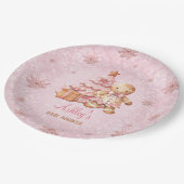 ジンジャーブレッドマンガールピンクのクリスマスベビーシャワー ペーパープレート (アングル)