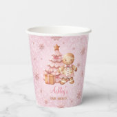 ジンジャーブレッドマンガールピンクのクリスマスベビーシャワー 紙コップ (裏面)