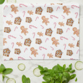 ジンジャーブレッドマンキャンディキースホリディスイーツ キッチンタオル (折り畳み)