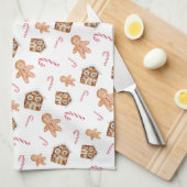 ジンジャーブレッドマンキャンディキースホリディスイーツ キッチンタオル (四つ折り)