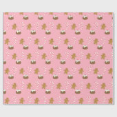 ジンジャーブレッドマンキャンディケインプリンのクリスマス ラッピングペーパー (フラット)