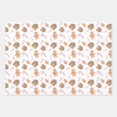 ジンジャーブレッドマンキャンディケーンホリデーかわいい赤い緑 ラッピングペーパーシート (正面)