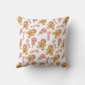 ジンジャーブレッドマンキャンディーケイン棒つきキャンデーパターン クッション (裏面)