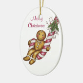 ジンジャーブレッドマンキャンディーケーンオーナメント セラミックオーナメント (左)