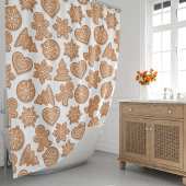 ジンジャーブレッドマンクッキーかわいいお洒落クリスマス シャワーカーテン