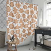 ジンジャーブレッドマンクッキーかわいいお洒落クリスマス シャワーカーテン