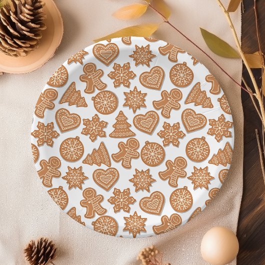 ジンジャーブレッドマンクッキーかわいいクリスマス ペーパープレート