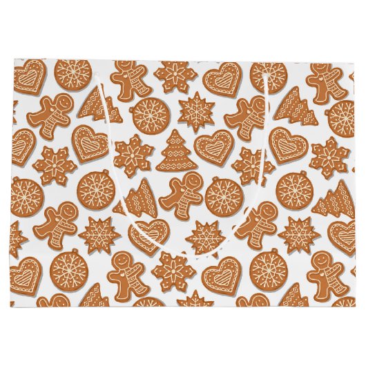 ジンジャーブレッドマンクッキーかわいいクリスマス ラージペーパーバッグ (裏面)