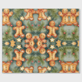 ジンジャーブレッドマンクッキーと星 ラッピングペーパー (フラット)