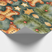 ジンジャーブレッドマンクッキーと星 ラッピングペーパー (角)