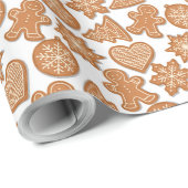 ジンジャーブレッドマンクッキークリスマスパターンプレゼント ラッピングペーパー (ロールコーナー)