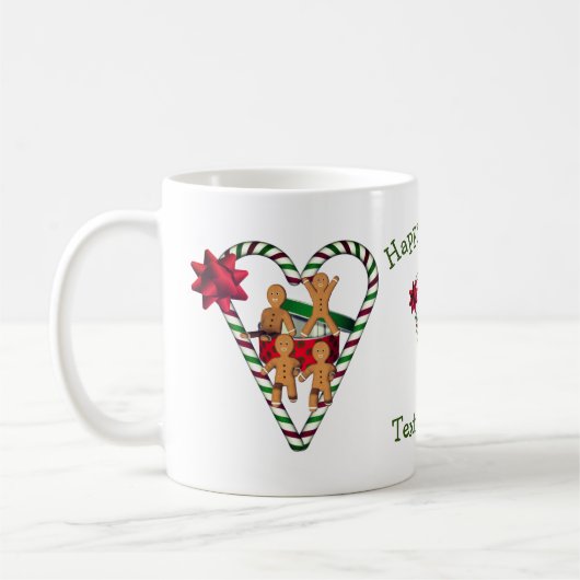 ジンジャーブレッドマンクッキークリスマスパーソナライズされた コーヒーマグカップ (左)