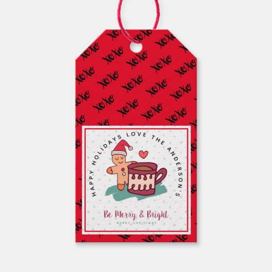 ジンジャーブレッドマンクッキークリスマスフォークアートギフト ギフトタグ (正面)