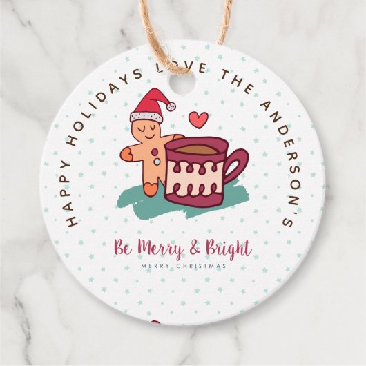 ジンジャーブレッドマンクッキークリスマスフォークアートギフト フェイバータグ (正面)