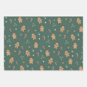 ジンジャーブレッドマンクッキークリスマス ラッピングペーパーシート (正面3)