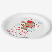 ジンジャーブレッドマンクッキースノーフレークスメリークリスマス ペーパープレート (アングル)