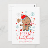 ジンジャーブレッドマンクッキースノーフレークスメリークリスマス ポストカード (正面/裏面)