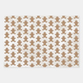 ジンジャーブレッドマンクッキースノーフレークホリデイベーキング ラッピングペーパーシート (正面3)