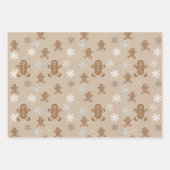 ジンジャーブレッドマンクッキースノーフレークホリデイベーキング ラッピングペーパーシート (正面)