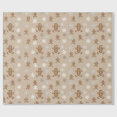 ジンジャーブレッドマンクッキースノーフレークホリデイベーキング ラッピングペーパー (フラット)