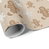 ジンジャーブレッドマンクッキースノーフレークホリデイベーキング ラッピングペーパー (ロールコーナー)