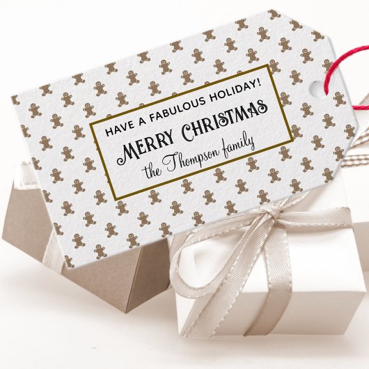 ジンジャーブレッドマンクッキーパターンメリークリスマス10 ギフトタグ