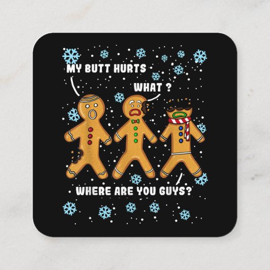 ジンジャーブレッドマンクッキーマイお尻ティートクリおもしろいズム スクエア名刺 (裏面)