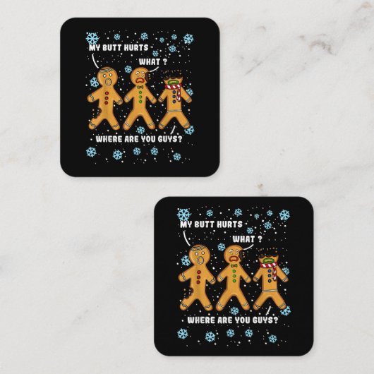 ジンジャーブレッドマンクッキーマイお尻ティートクリおもしろいズム スクエア名刺 (正面/裏面)