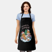 ジンジャーブレッドマンクッキー醜いセーターOhスナップクリスマス エプロン (着用した状態)