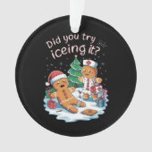 ジンジャーブレッドマンクッキー醜いセーターOhスナップクリスマス オーナメント (正面)