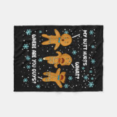 ジンジャーブレッドマンクッキー お尻が痛い 面白いクリスマス フリースブランケット (正面(横))