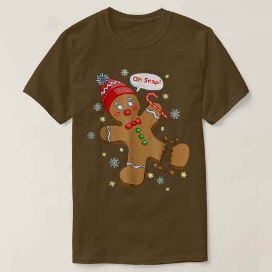 ジンジャーブレッドマンクッキーX-Mas OhスナップおもしろいかわいいCh Tシャツ (デザイン正面)