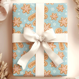 ジンジャーブレッドマンクリスマスクッキーのホリデーパターン ラッピングペーパー