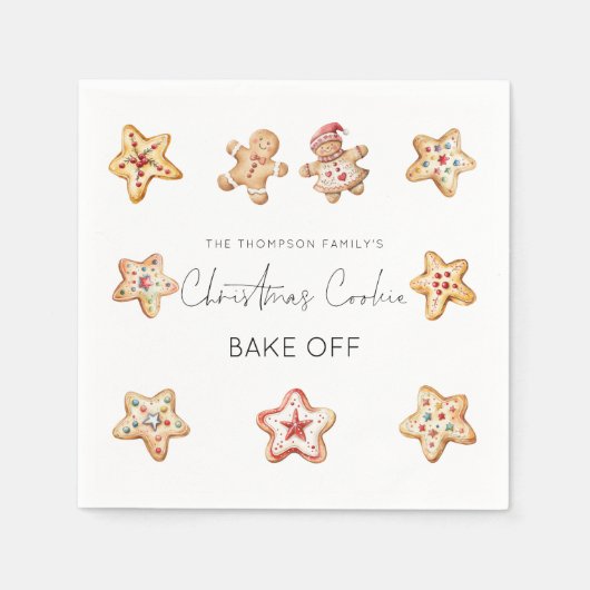 ジンジャーブレッドマンクリスマスクッキーベイクオフパーティー スタンダードカクテルナプキン (正面)