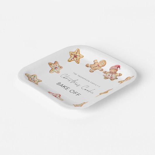 ジンジャーブレッドマンクリスマスクッキーベイクオフパーティー ペーパープレート (傾斜あり)