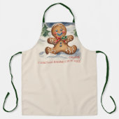 ジンジャーブレッドマンクリスマスクッキーベーキングクルー エプロン (正面)