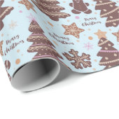 ジンジャーブレッドマンクリスマスツリーメリークリスマス ラッピングペーパー (ロールコーナー)