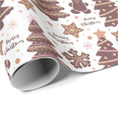ジンジャーブレッドマンクリスマスツリーメリークリスマス ラッピングペーパー (ロールコーナー)