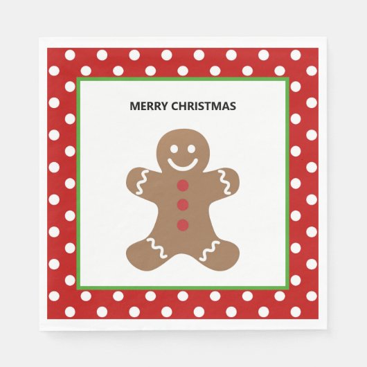 ジンジャーブレッドマンクリスマスナパーソナライズされたプキン スタンダードランチョンナプキン (正面)