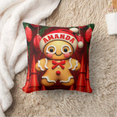 ジンジャーブレッドマンクリスマスパーソナライズされたキッズ クッション (ブランケット)